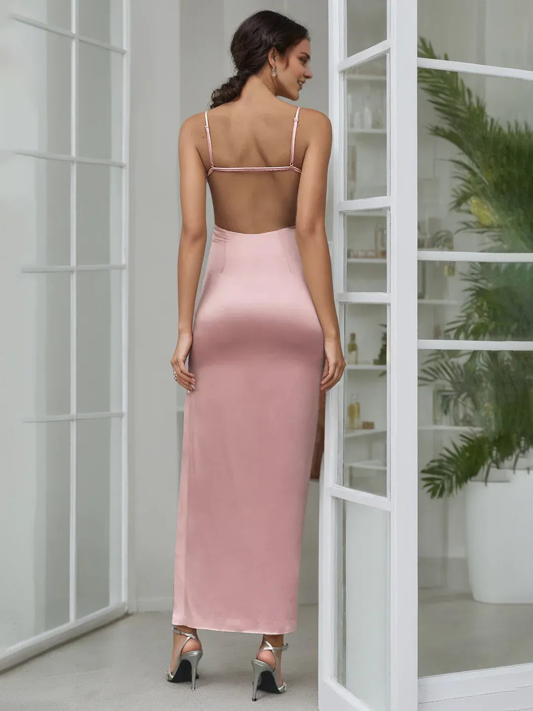 Formal Women's Dresses Sheath/Column Square Neck Sleeveless Ankle Length Wedding Guest Dresses with Bow Prom Dress Prom Dress Shops